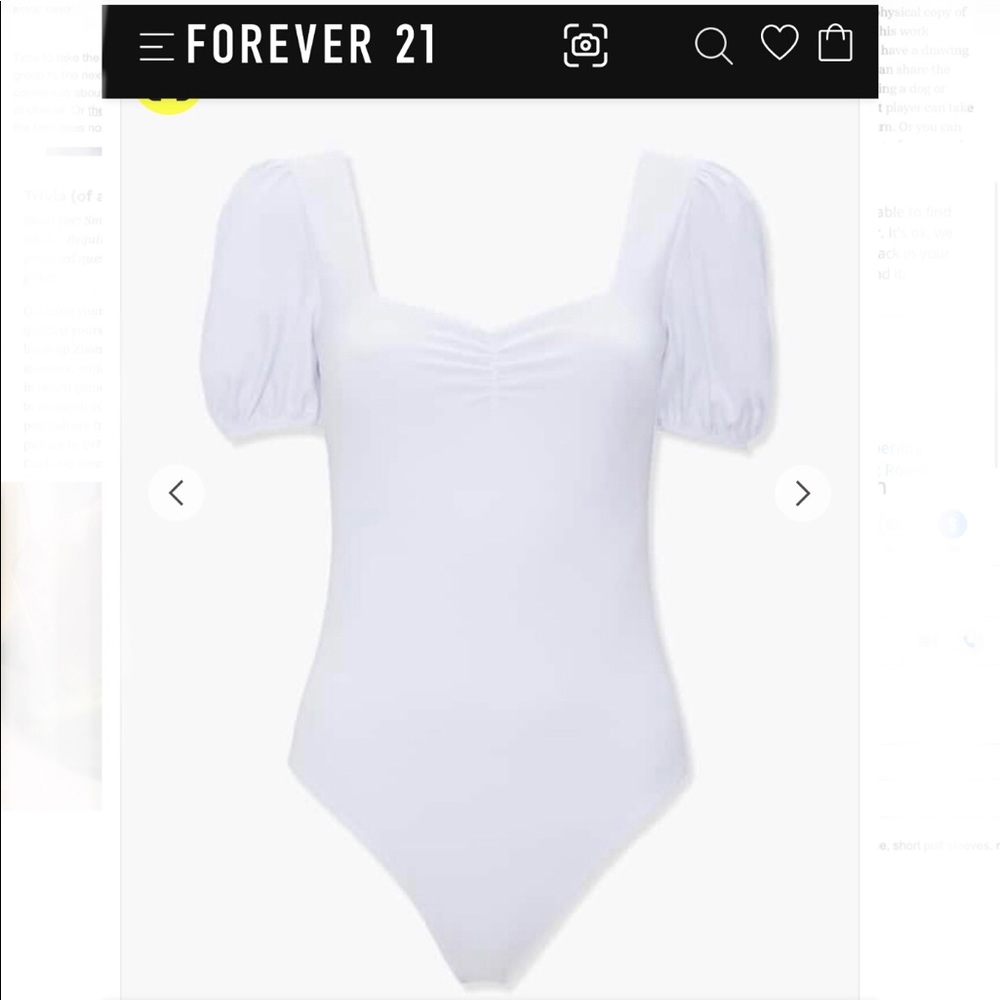 White puff sleeved bodysuit